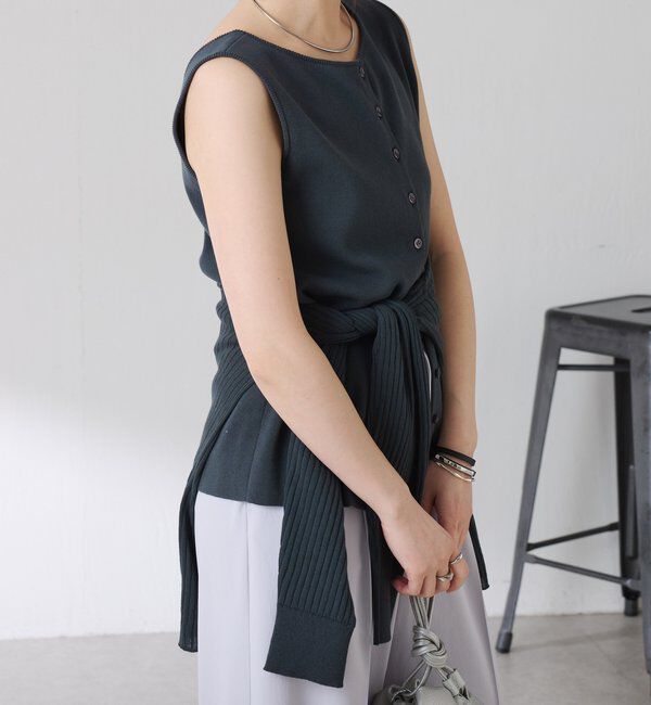  「ドライコットンノースリーブニット」|ニット・セーター|