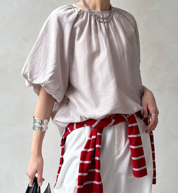  「【WEB限定】シアースラブ袖バルーンブラウス」|シャツ・ブラウス|