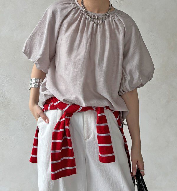  「【WEB限定】シアースラブ袖バルーンブラウス」|シャツ・ブラウス|