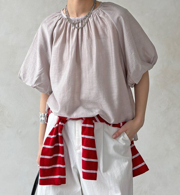  「【WEB限定】シアースラブ袖バルーンブラウス」|シャツ・ブラウス|