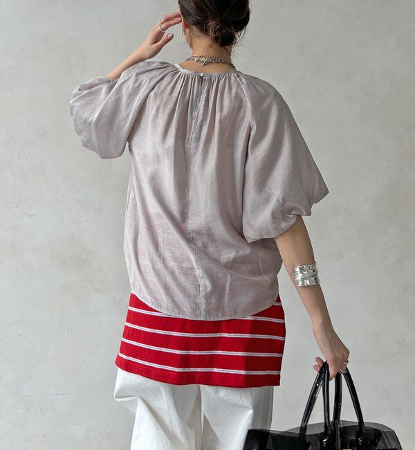  「【WEB限定】シアースラブ袖バルーンブラウス」|シャツ・ブラウス|