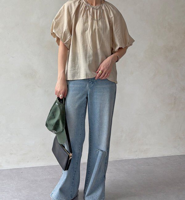  「【WEB限定】シアースラブ袖バルーンブラウス」|シャツ・ブラウス|