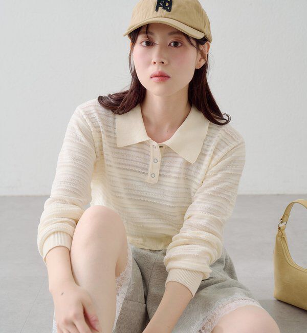  「ボーダーシアーポロニット」|ニット・セーター|