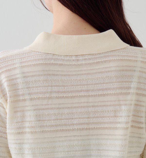  「ボーダーシアーポロニット」|ニット・セーター|