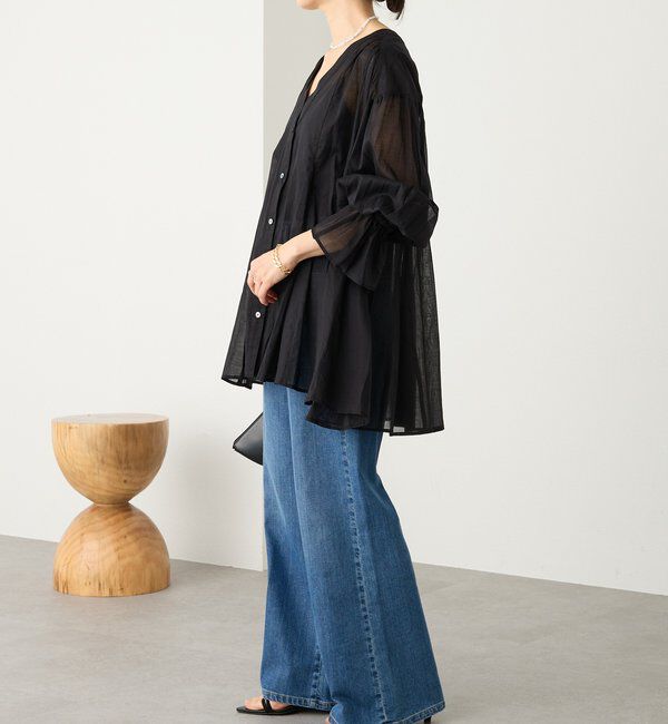  「予約【着映え】コットンペプラムギャザーブラウス」|シャツ・ブラウス|