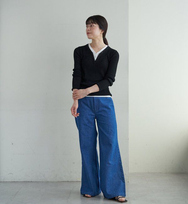  「ヘンリーネックレイヤードニット」|ニット・セーター|