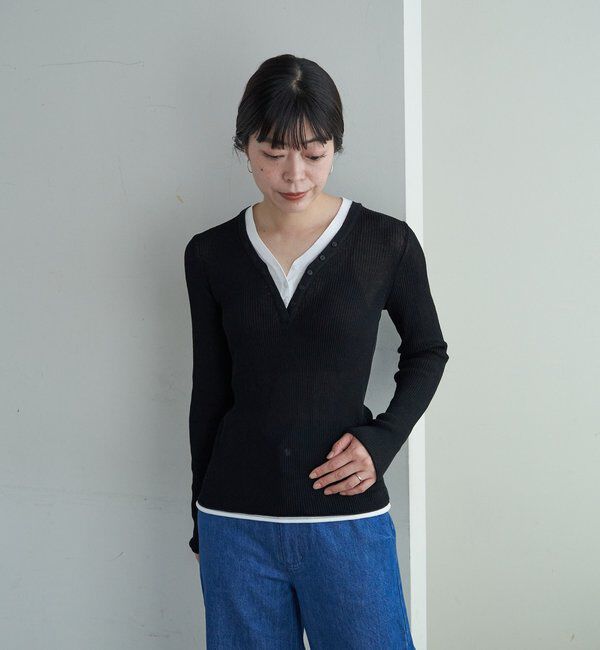  「ヘンリーネックレイヤードニット」|ニット・セーター|