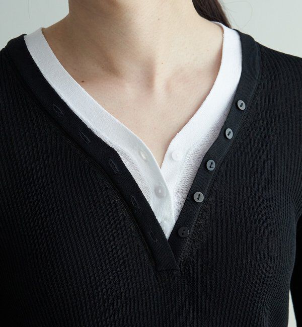  「ヘンリーネックレイヤードニット」|ニット・セーター|