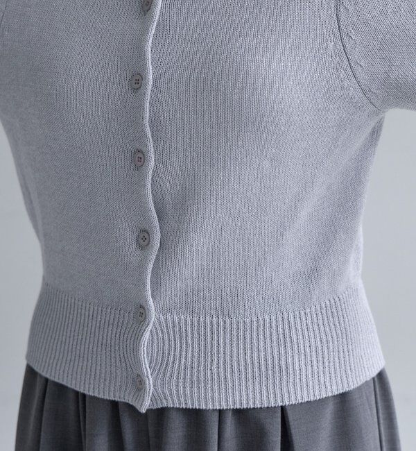  「ペーパーヤーン半袖パフニット」|カーディガン|