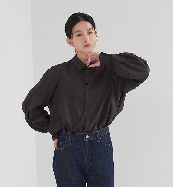 collex「ボリュームスリーブブラウス」|シャツ・ブラウス|ダークグリーン