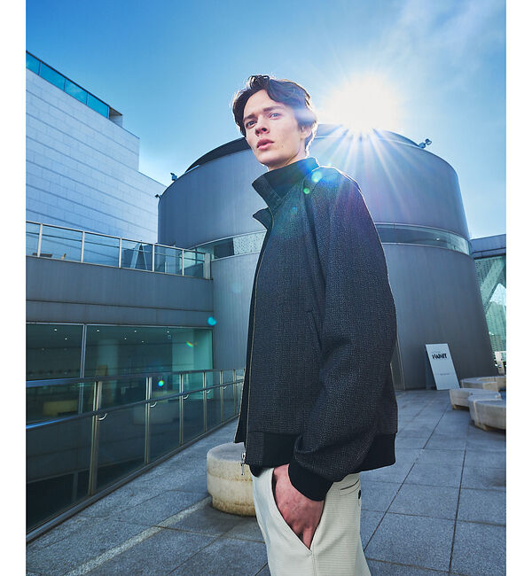 ABAHOUSE「【セットアップ対応】ポンチ スタンドカラー ブルゾン」|ブルゾン・スタジャン|ブラック系その他1