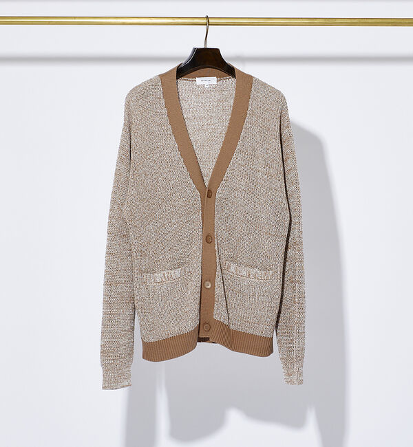 ABAHOUSE「ミックスカラー 片畦編み カーディガン」|カーディガン|グレージュ