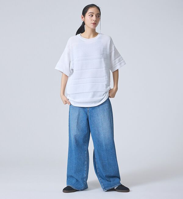 ABAHOUSE「【FORTUNA/フォルトゥナ】EcotecDryKnitボーダーT/エコテック」|ニット・セーター|