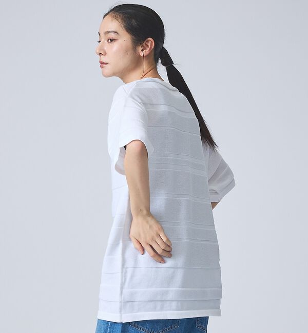 ABAHOUSE「【FORTUNA/フォルトゥナ】EcotecDryKnitボーダーT/エコテック」|ニット・セーター|