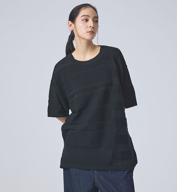 ABAHOUSE「【FORTUNA/フォルトゥナ】EcotecDryKnitボーダーT/エコテック」|ニット・セーター|