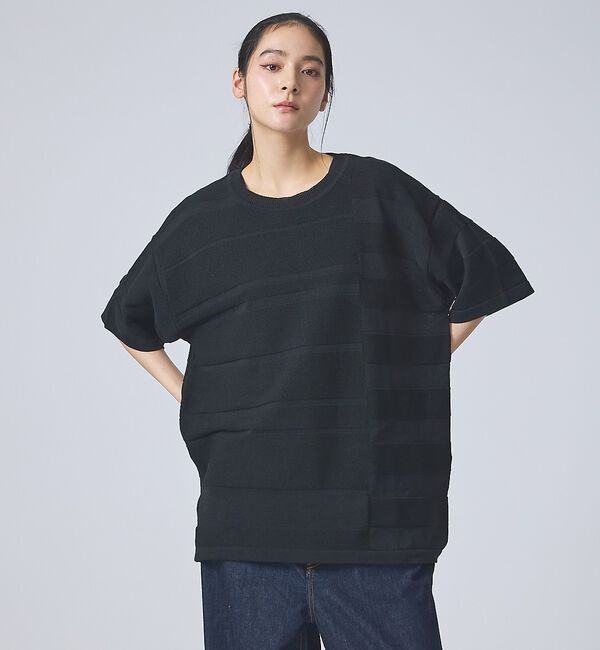 ABAHOUSE「【FORTUNA/フォルトゥナ】EcotecDryKnitボーダーT/エコテック」|ニット・セーター|