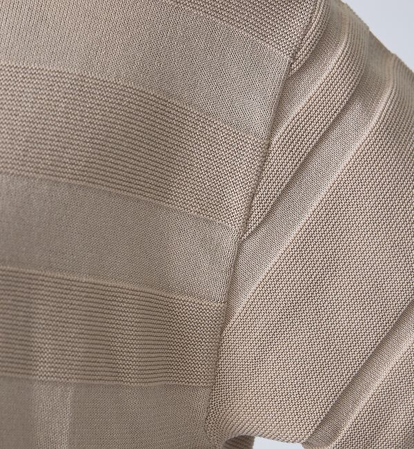 ABAHOUSE「【FORTUNA/フォルトゥナ】EcotecDryKnitボーダーT/エコテック」|ニット・セーター|グレージュ