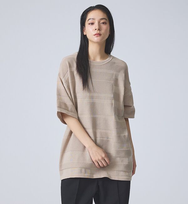 ABAHOUSE「【FORTUNA/フォルトゥナ】EcotecDryKnitボーダーT/エコテック」|ニット・セーター|