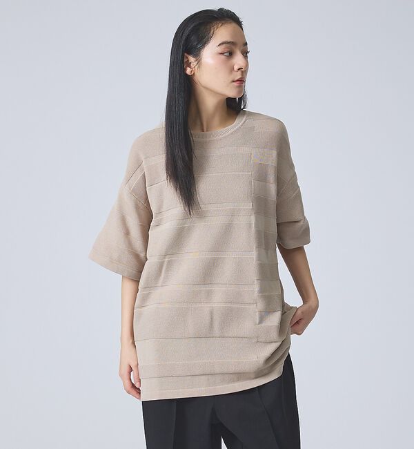 ABAHOUSE「【FORTUNA/フォルトゥナ】EcotecDryKnitボーダーT/エコテック」|ニット・セーター|