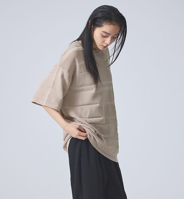 ABAHOUSE「【FORTUNA/フォルトゥナ】EcotecDryKnitボーダーT/エコテック」|ニット・セーター|