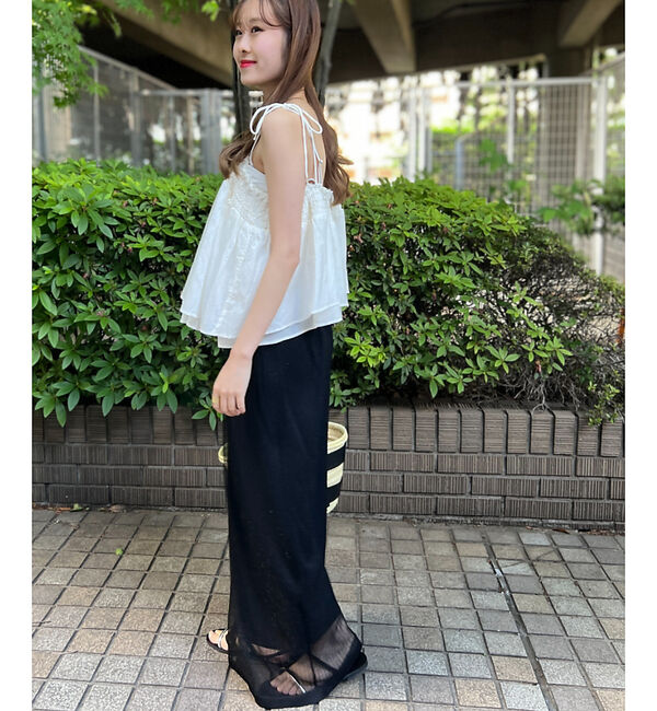 Rouge vif「針抜きリブシアーメタリックニットスカート」|スカート|