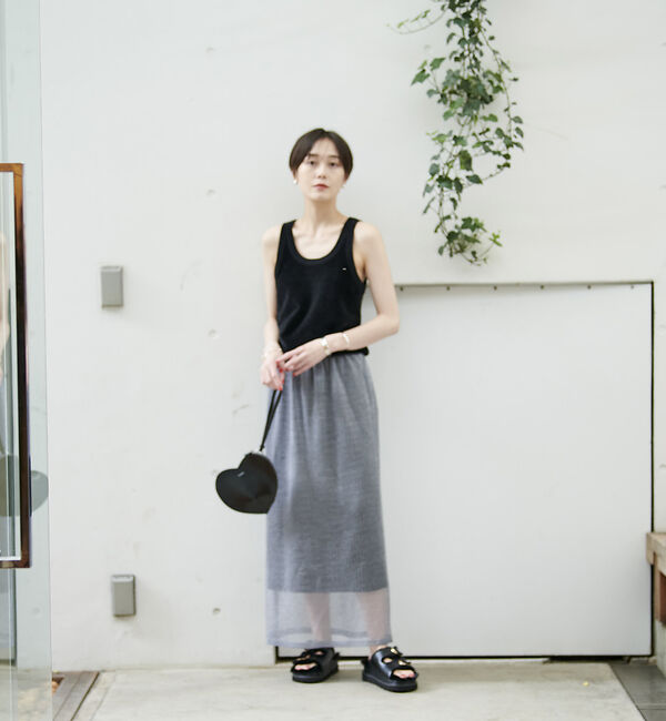 Rouge vif「針抜きリブシアーメタリックニットスカート」|スカート|