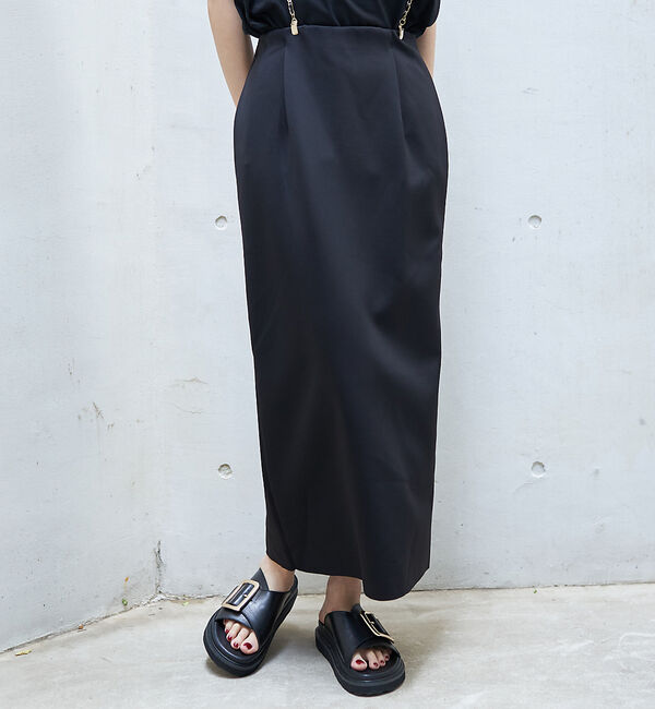 Rouge vif「【4サイズ展開】ストレッチダンボールタイトスカート」|スカート|ブラック