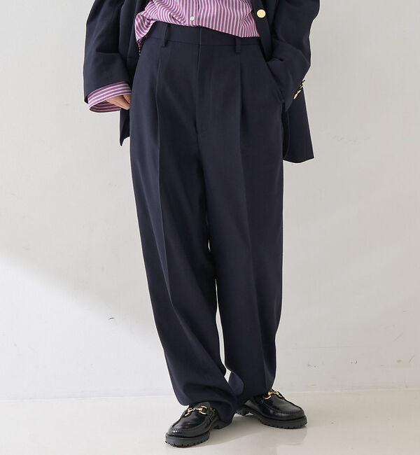 Rouge vif「【セットアップ対応】メンズライクウール混サキソニーテーパードパンツ」|その他|ダークネイビー