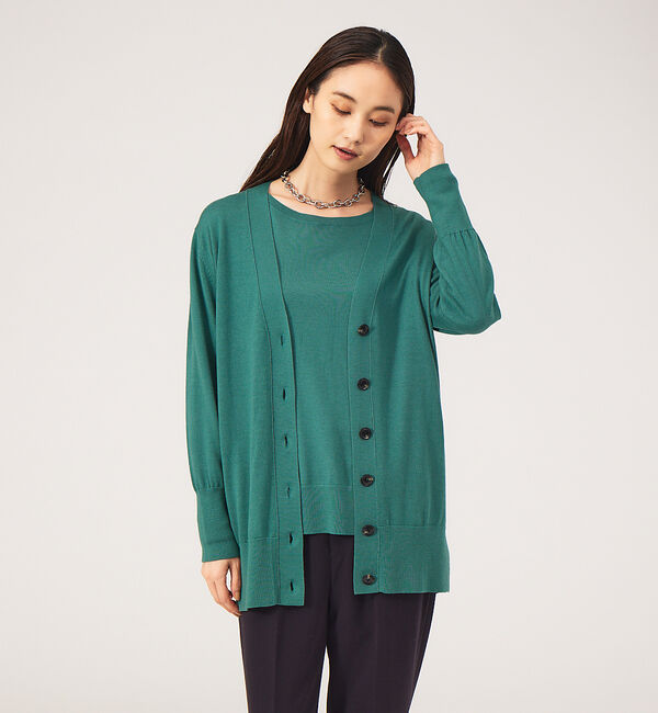 qualite「《アンサンブル対応》ウールハイゲージニットカーデ」|カーディガン|グリーン