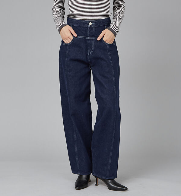 qualite「【SERGE de blue】レトロ　ウエスタンデニムパンツ」|デニム|ネイビー