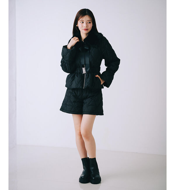 SELFIST「オリジナルロゴフラワー刺繍中綿ジャケット」|ダウン|