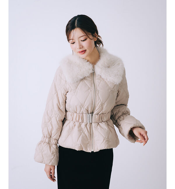 SELFIST「オリジナルロゴフラワー刺繍中綿ジャケット」|ダウン|