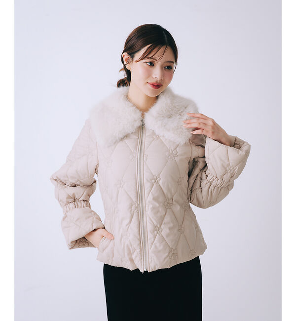 SELFIST「オリジナルロゴフラワー刺繍中綿ジャケット」|ダウン|