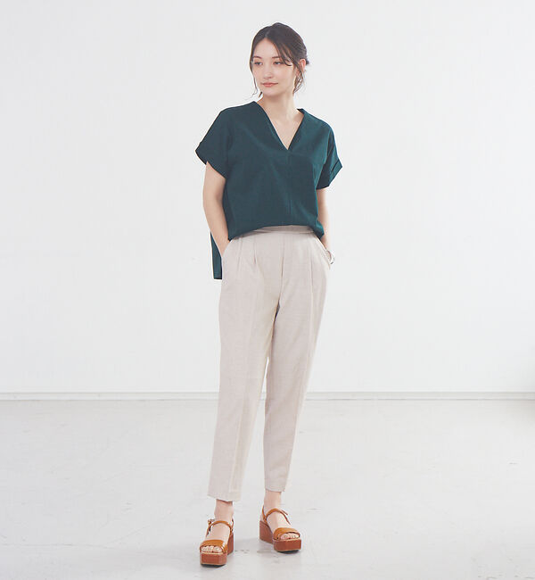 abahouse mavie「春夏素材【感嘆パンツ】リネン混タックテーパードパンツ」|その他|