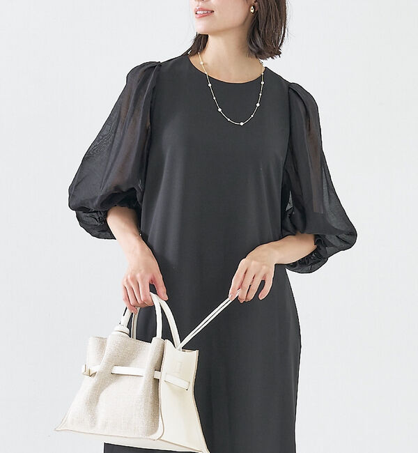 abahouse mavie「【エニデイカセット】シアー袖切替ワンピース」|ワンピース|