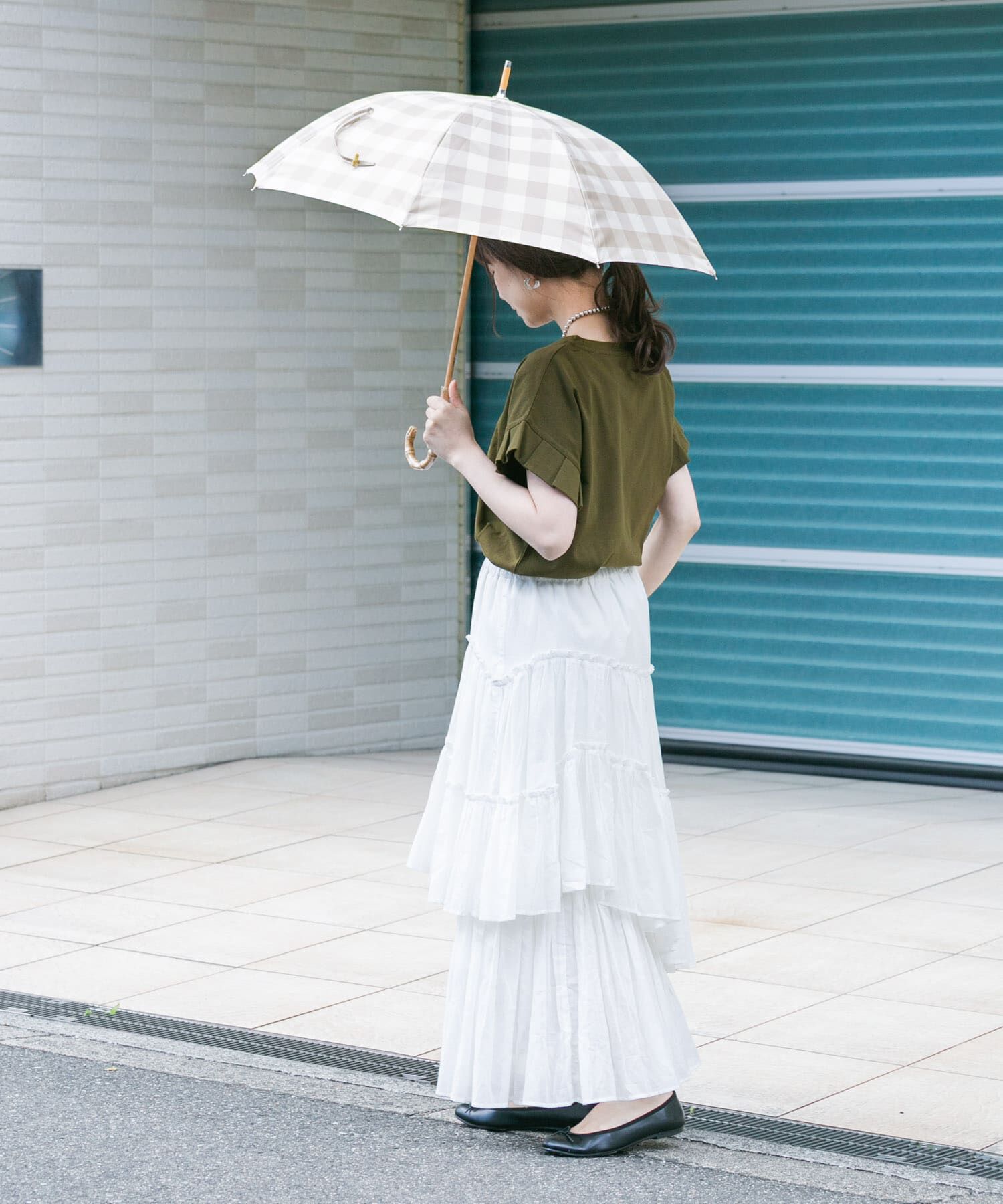 SMELLY「because　ギンガムチェックバンブー長傘」|傘|