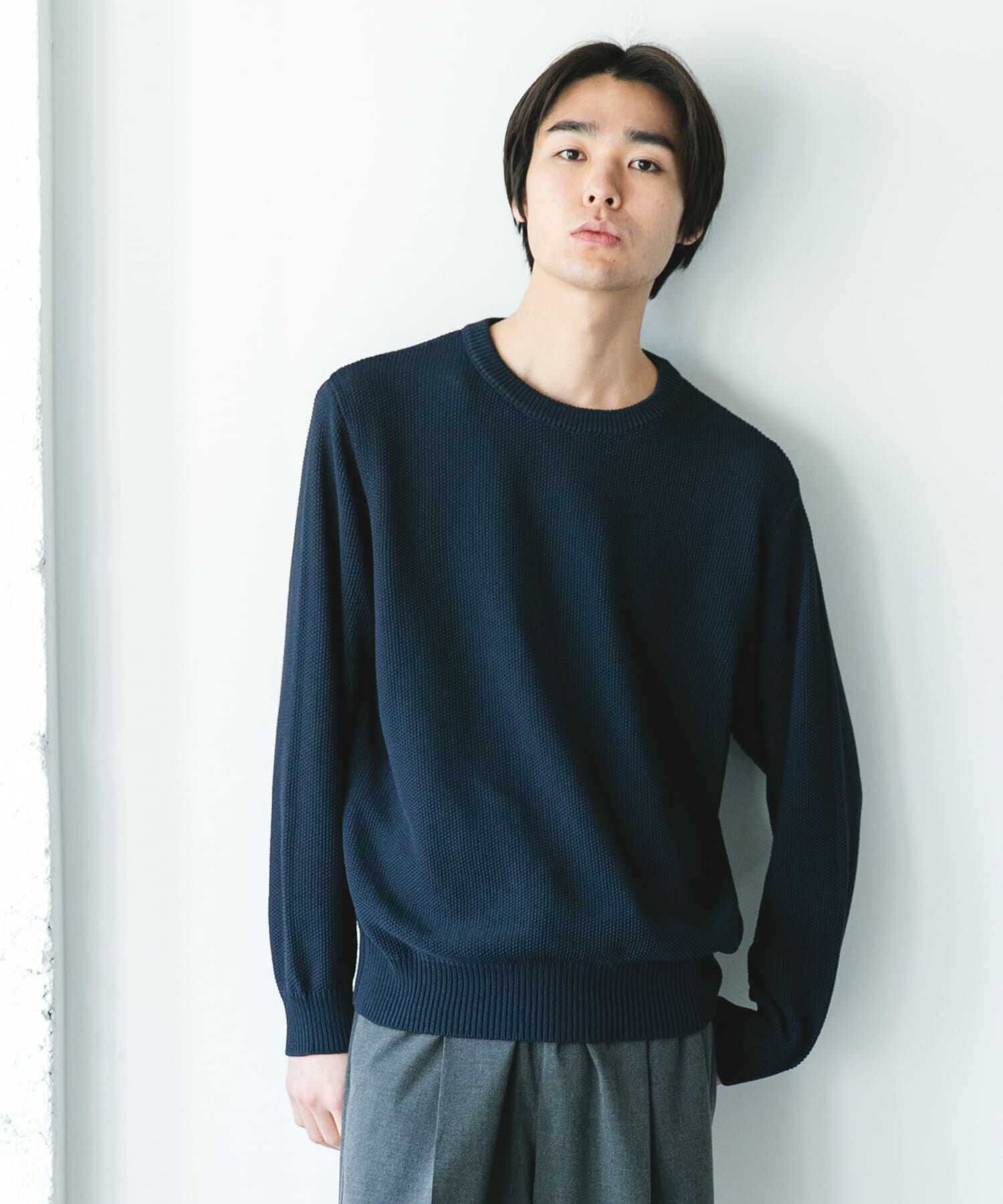 URBAN RESEARCH DOORS「『吸水速乾/防ｼﾜ/ｲｰｼﾞｰｹｱ/UVｶｯﾄ』DRYMIX ｶﾉｺﾛﾝｸﾞｽﾘｰ 」|ニット・セーター|