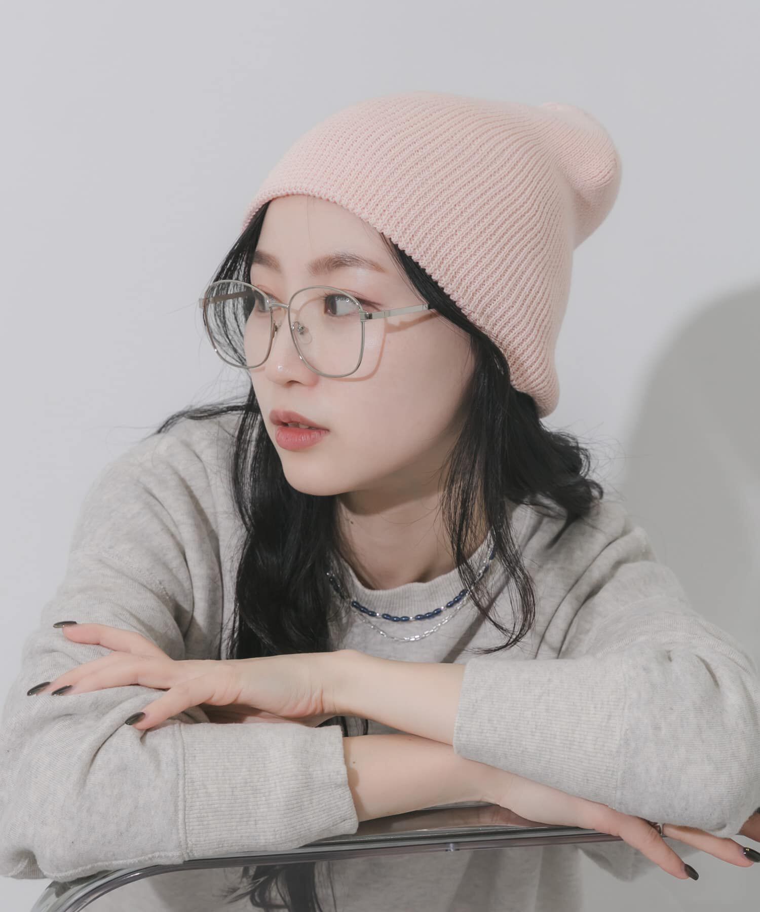 SMELLY「コットンリブビーニー」|ニット帽|ピンク