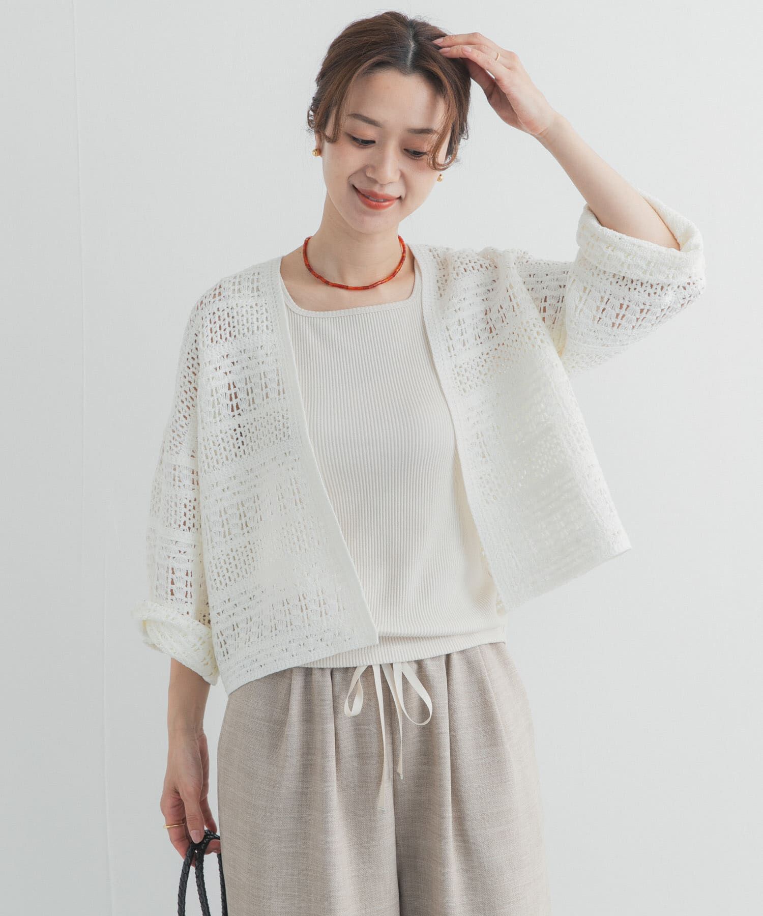 URBAN RESEARCH DOORS「クロシェニットカーディガン」|カーディガン|