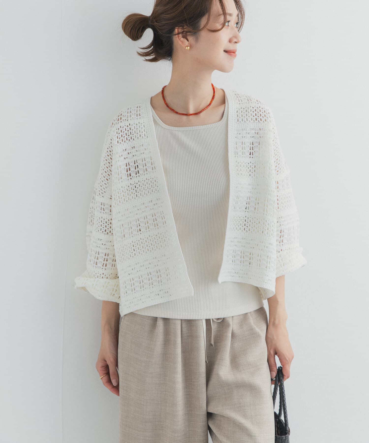 URBAN RESEARCH DOORS「クロシェニットカーディガン」|カーディガン|