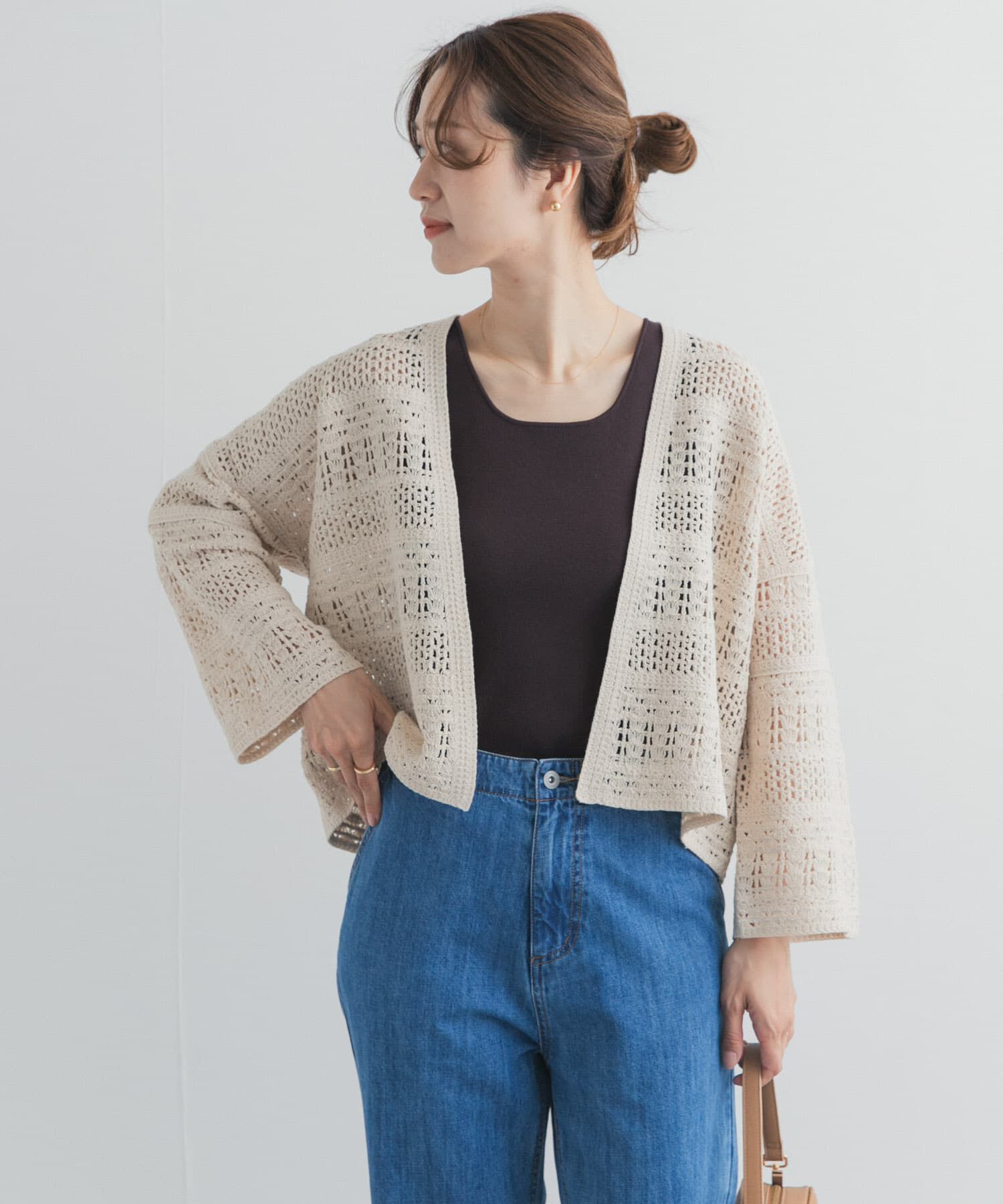 URBAN RESEARCH DOORS「クロシェニットカーディガン」|カーディガン|