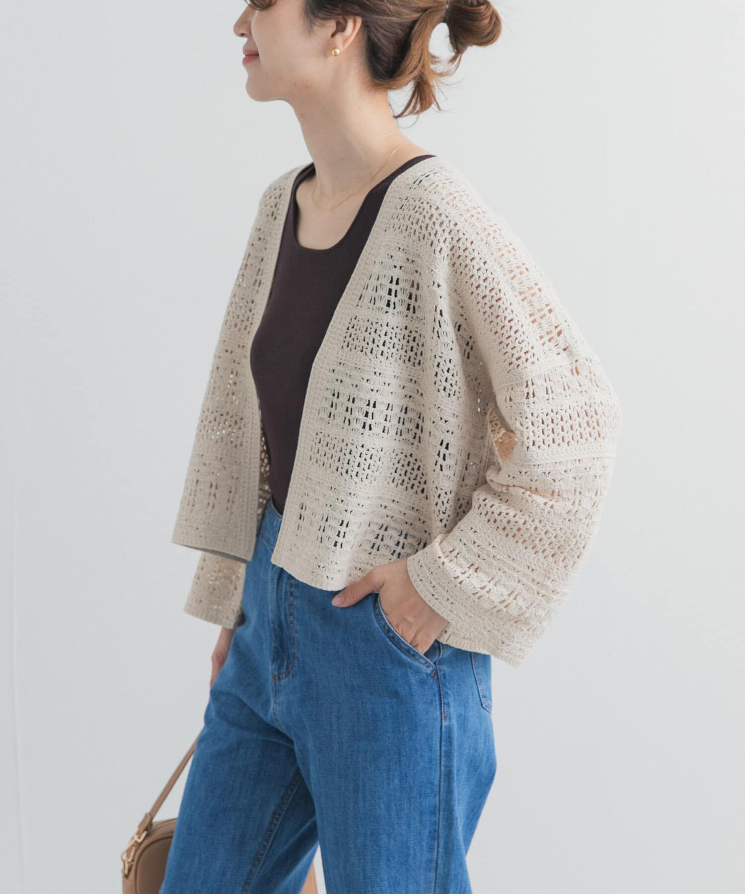 URBAN RESEARCH DOORS「クロシェニットカーディガン」|カーディガン|