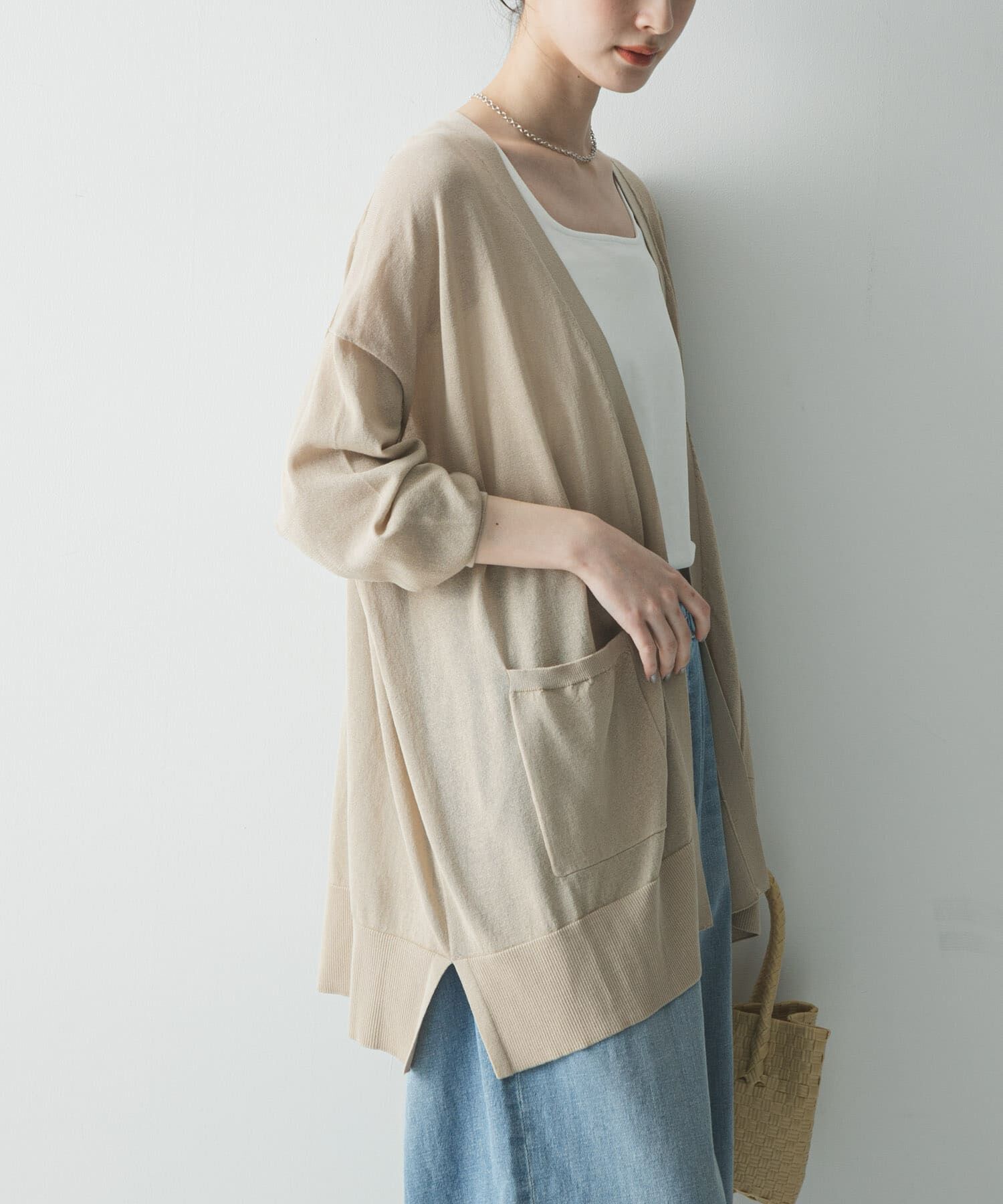 URBAN RESEARCH「『WEB限定』UVカット加工ガウンカーディガン」|カーディガン|ベージュ