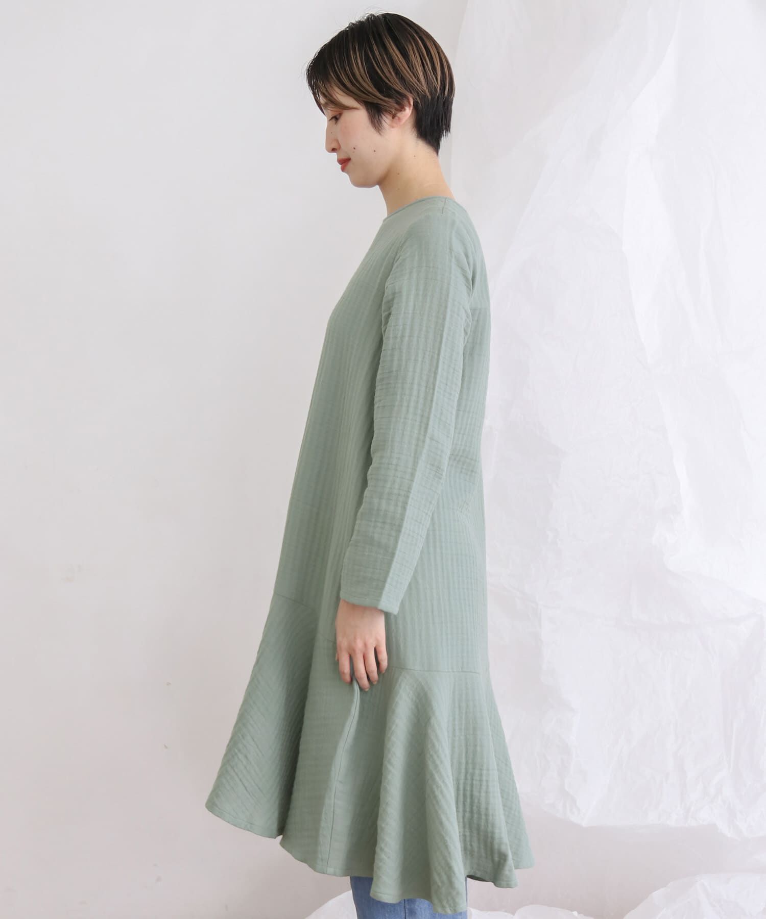  「ガーゼペプラムワンピース」|ワンピース|