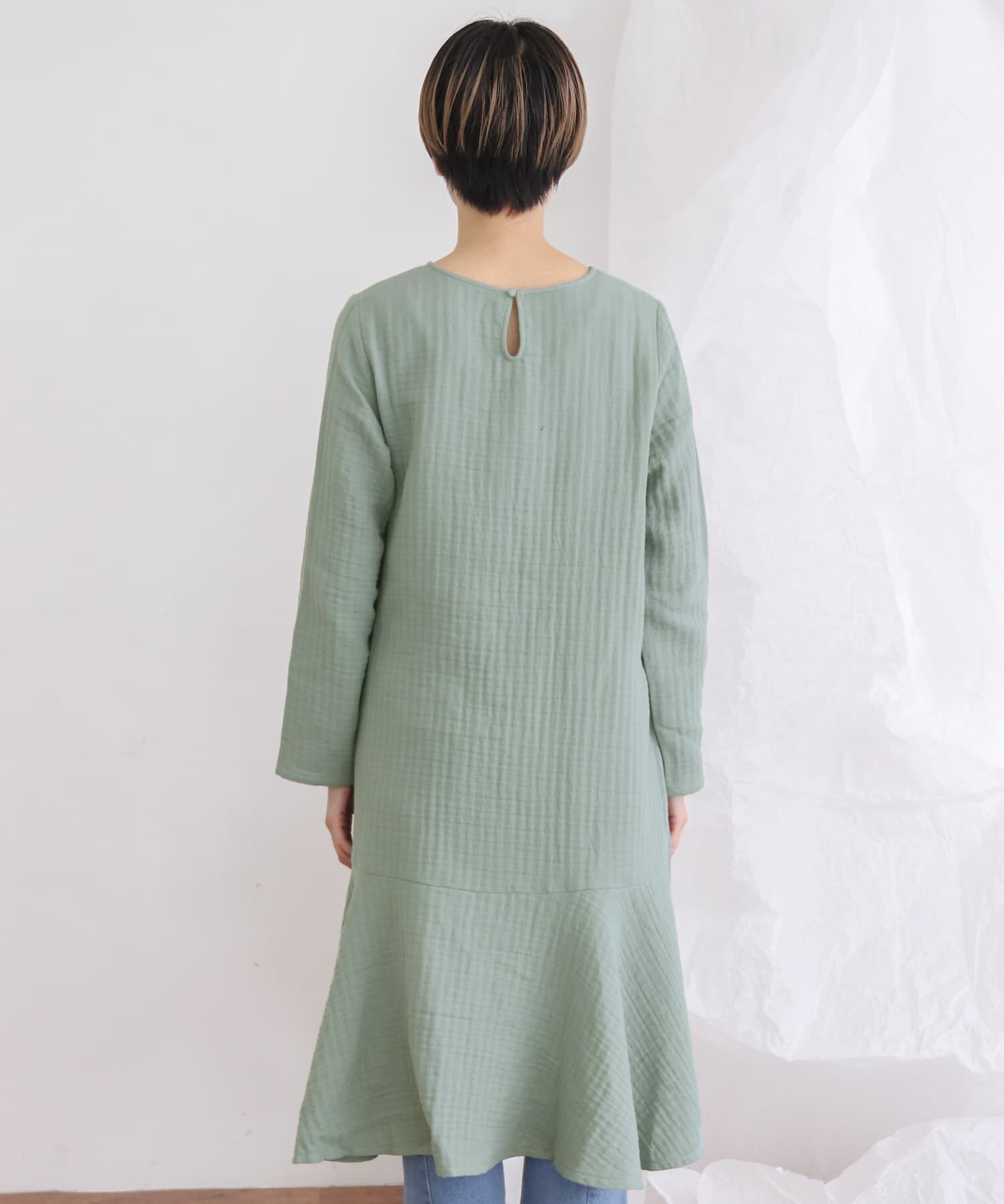  「ガーゼペプラムワンピース」|ワンピース|