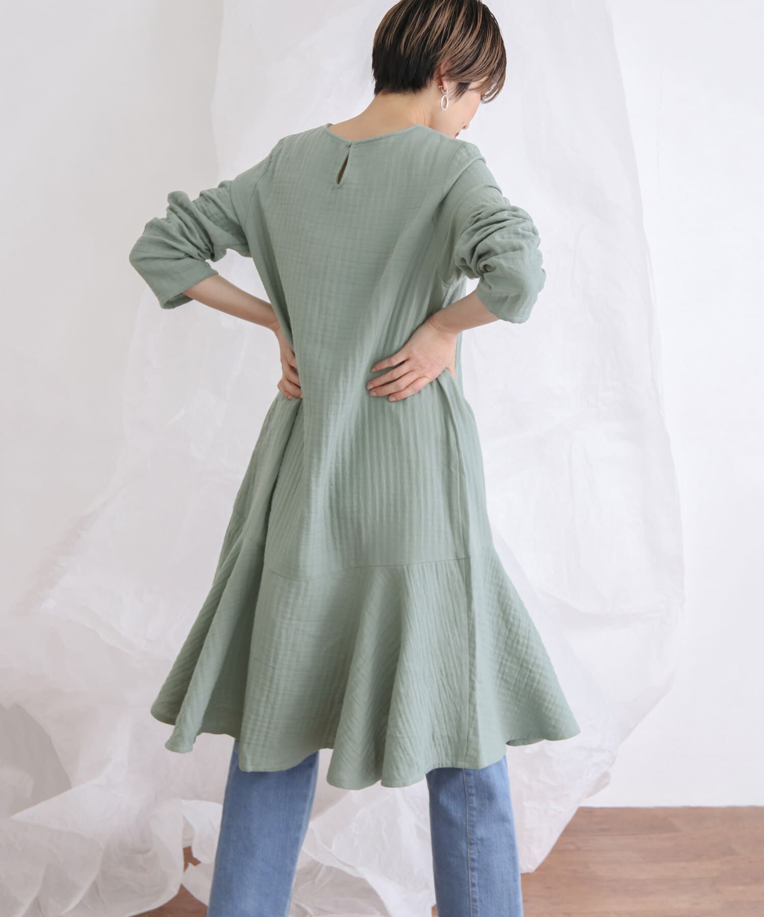  「ガーゼペプラムワンピース」|ワンピース|