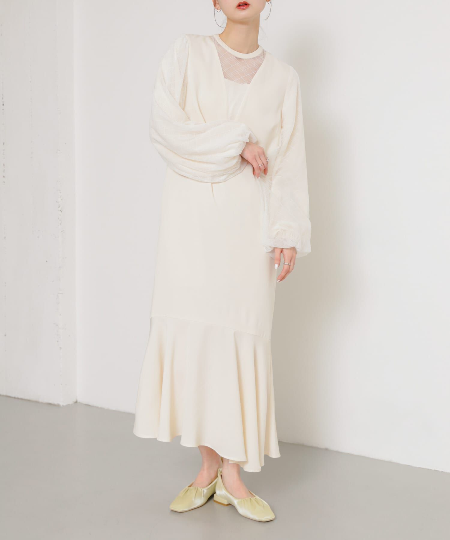 SENSE OF PLACE by URBAN RESEARCH「チェックシアーワンピース」|ワンピース|アイボリー