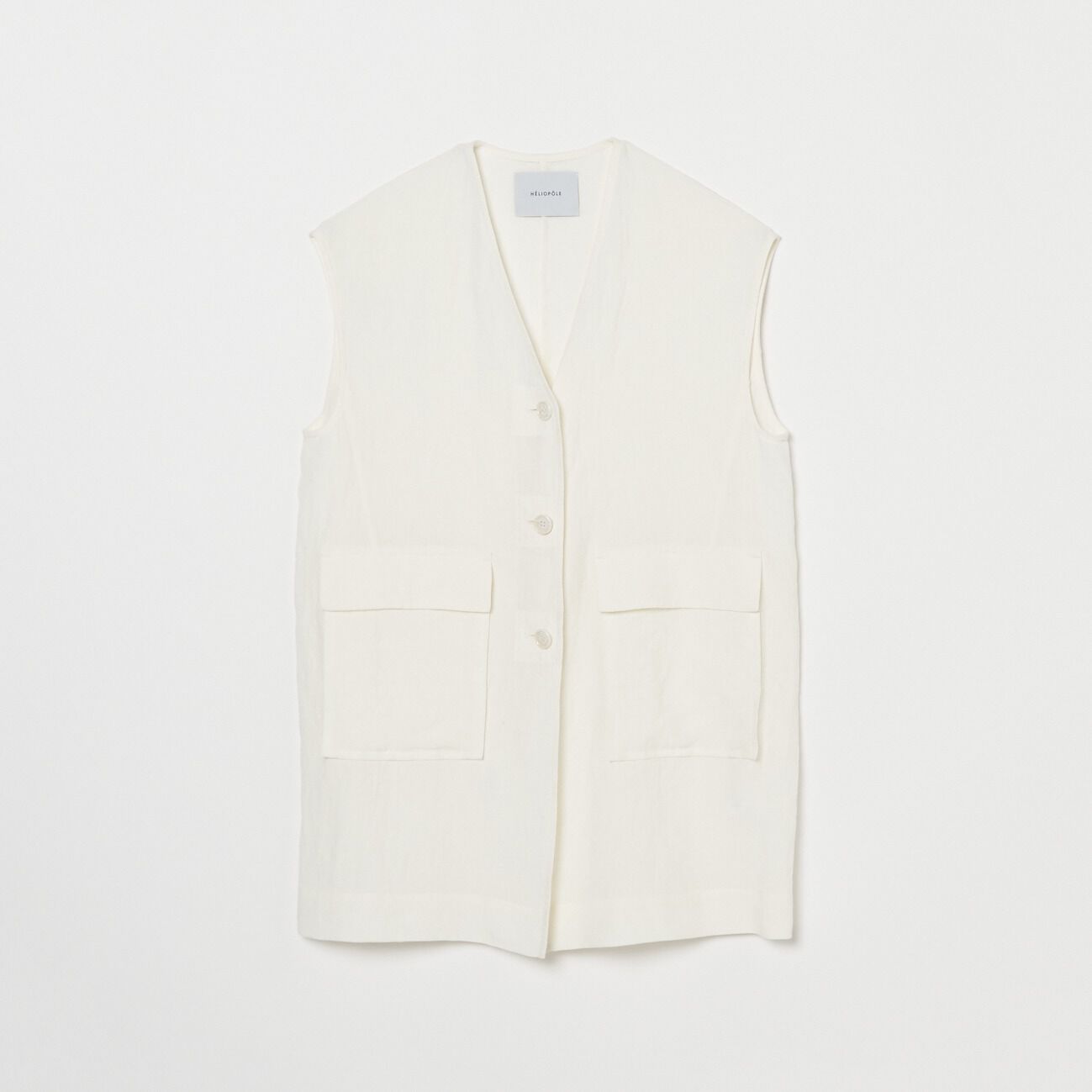 HELIOPOLE「HELIOPOLE DUNGAREES LINEN LONG GILLET」|ベスト・ジレ|ホワイト
