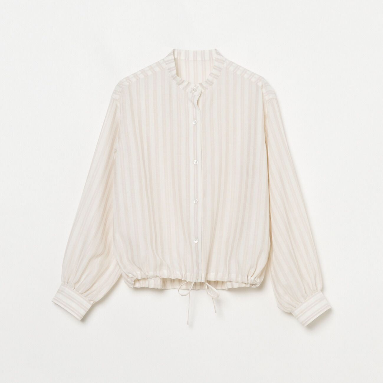 HELIOPOLE「HELIOPOLE SHEER STRIPE DRAWSTRING SHIRT」|シャツ・ブラウス|ベージュ