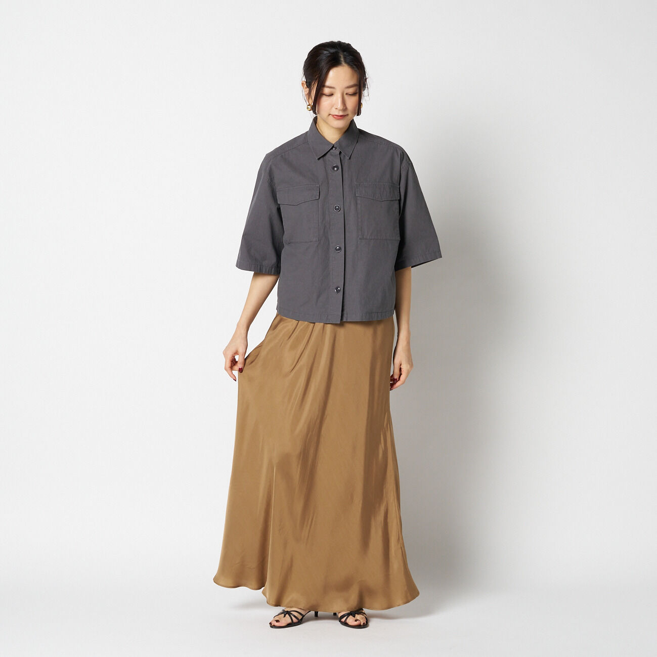 HELIOPOLE「HELIOPOLE CUPRO MAXI FLARE SKIRT」|スカート|